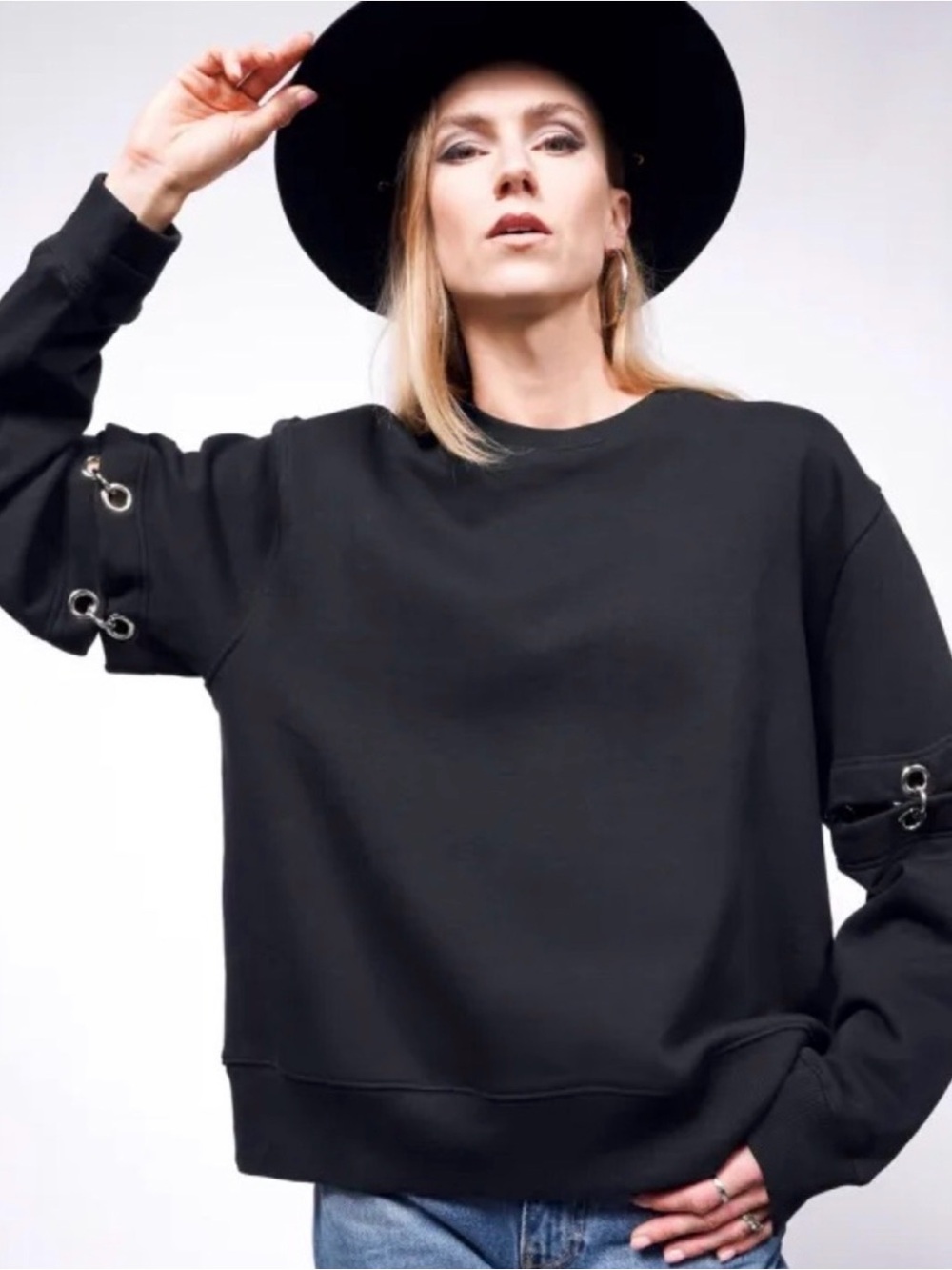 Debbie Harry x Wildfang Black Convertible Sweatshirt L New with Tags